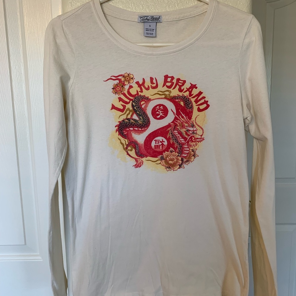 Lucky Brand Dragon Logo Woman’s Long Sleeve T-Shirt Size S